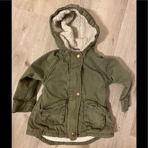 Old navy parka utility jacket fleece lined green